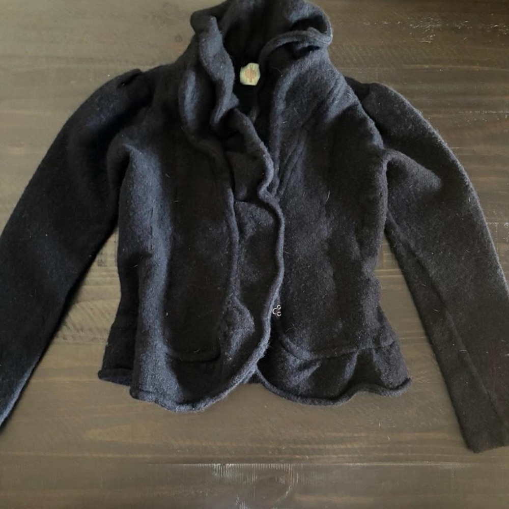 Vintage Black Ruffled Cardigan